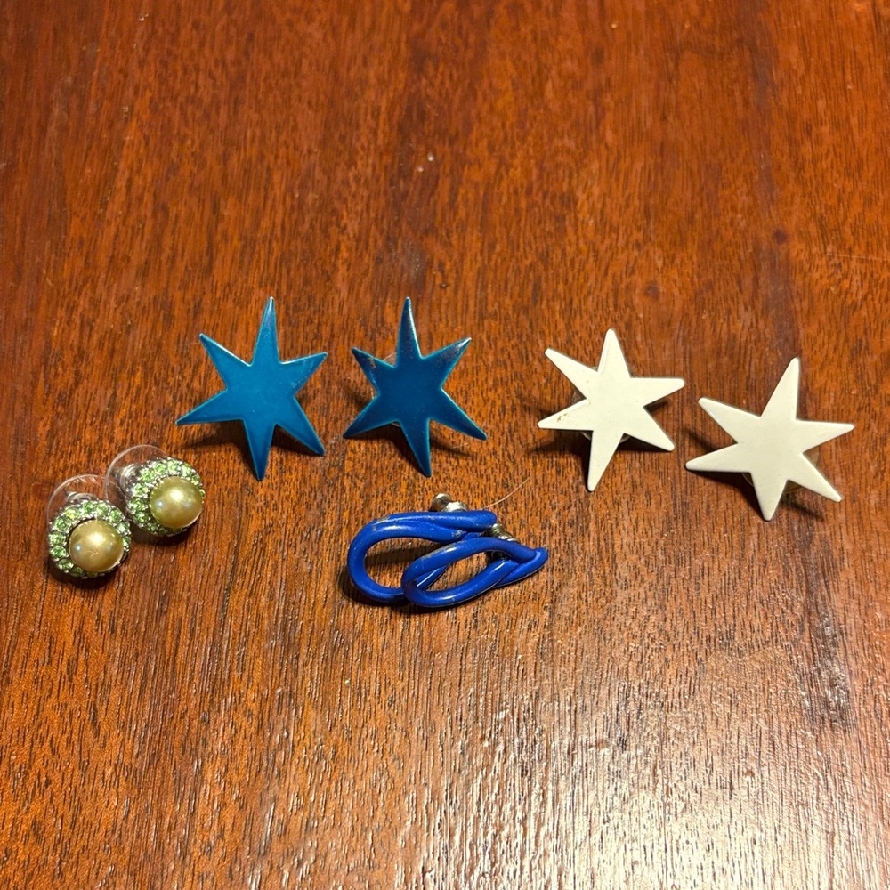 #1 Vintage Earring Lot of 4-Stars, Loop, and Pearl Studs